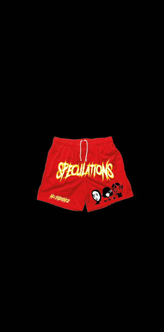 Red Vintage Mesh Speculations Shorts. (PREORDERS)
